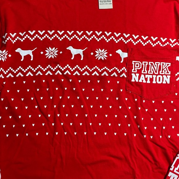 NWT PINK Holiday “Sweater Look” Long Sleeve Tee - Picture 4 of 4